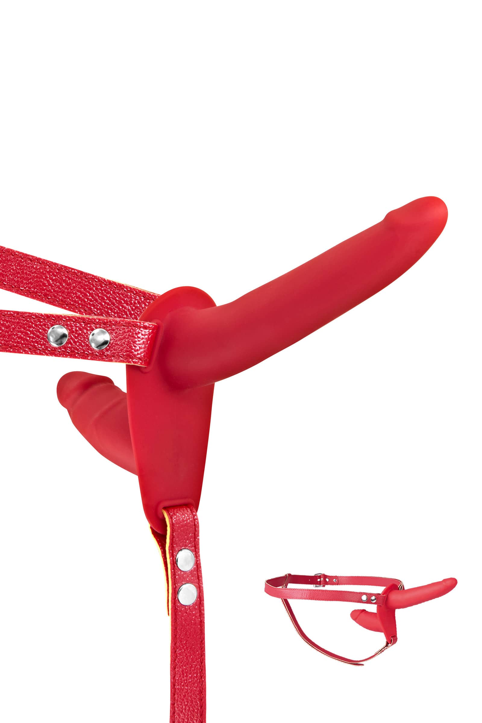 Gode ceinture double strap-on rouge — Fetish Tentation