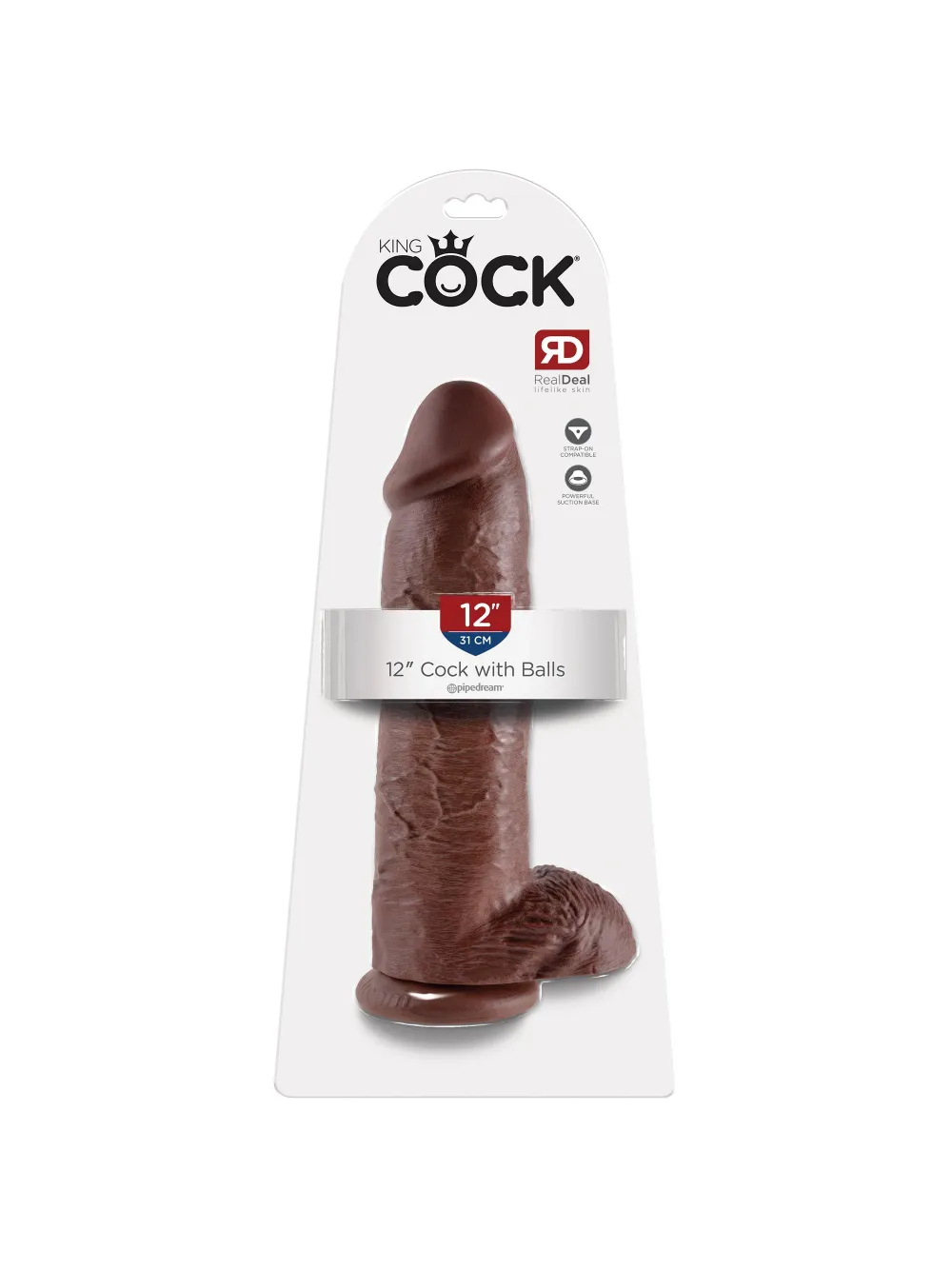 Gode avec ventouse avec testicules 30,5 cm King Cock