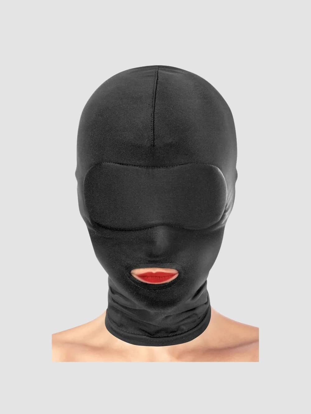 Cagoule bdsm bouche ouverte spandex noir — Fetish Tentation