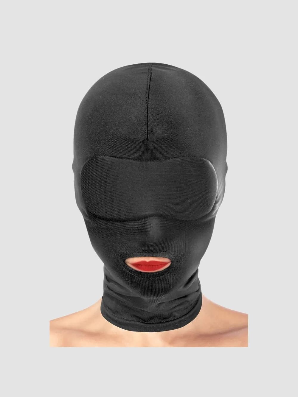 Cagoule bdsm bouche ouverte spandex noir