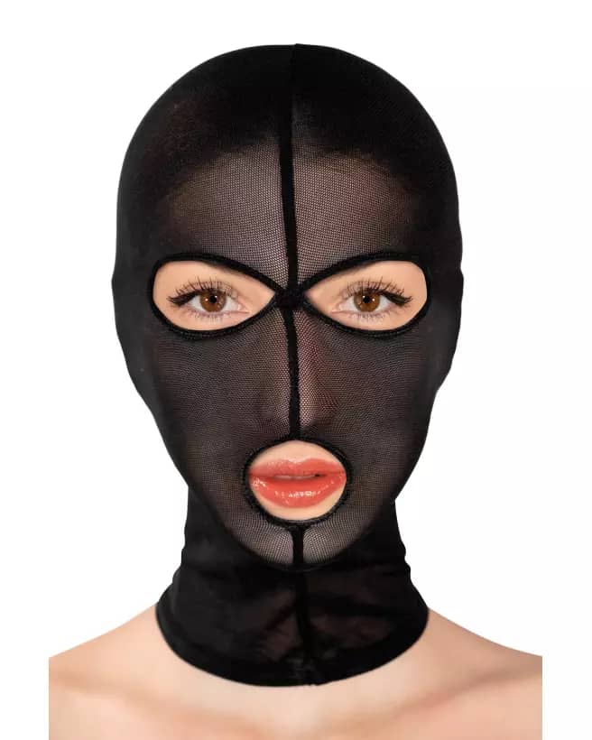 Cagoule fetish en fine résille — Fetish Tentation
