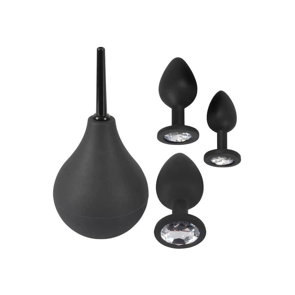 Kit Plug/ Douche Anal Silicone 4 pièces — Black Velvets