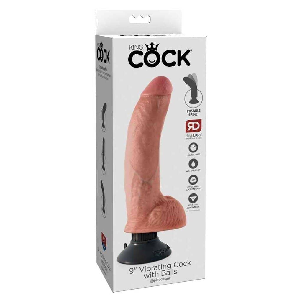 Gode Ventouse avec testicules Vibrant 20,5cm 10" — King Cock