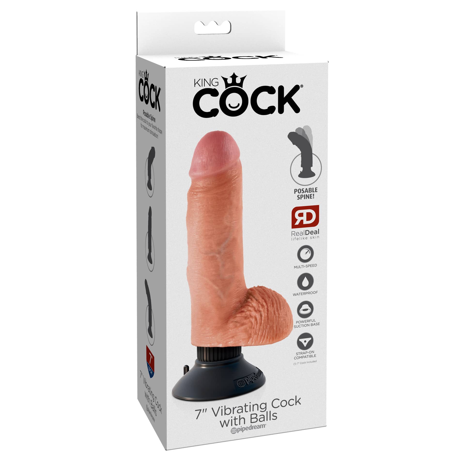 Gode Ventouse avec testicules Vibrant 13,3cm 7" — King Cock