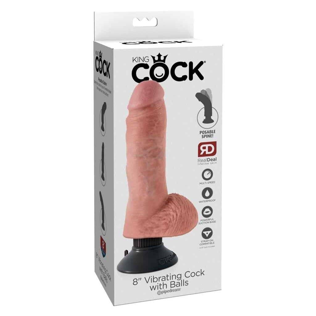 Gode Ventouse avec testicules Vibrant 14,6cm 8" — King Cock