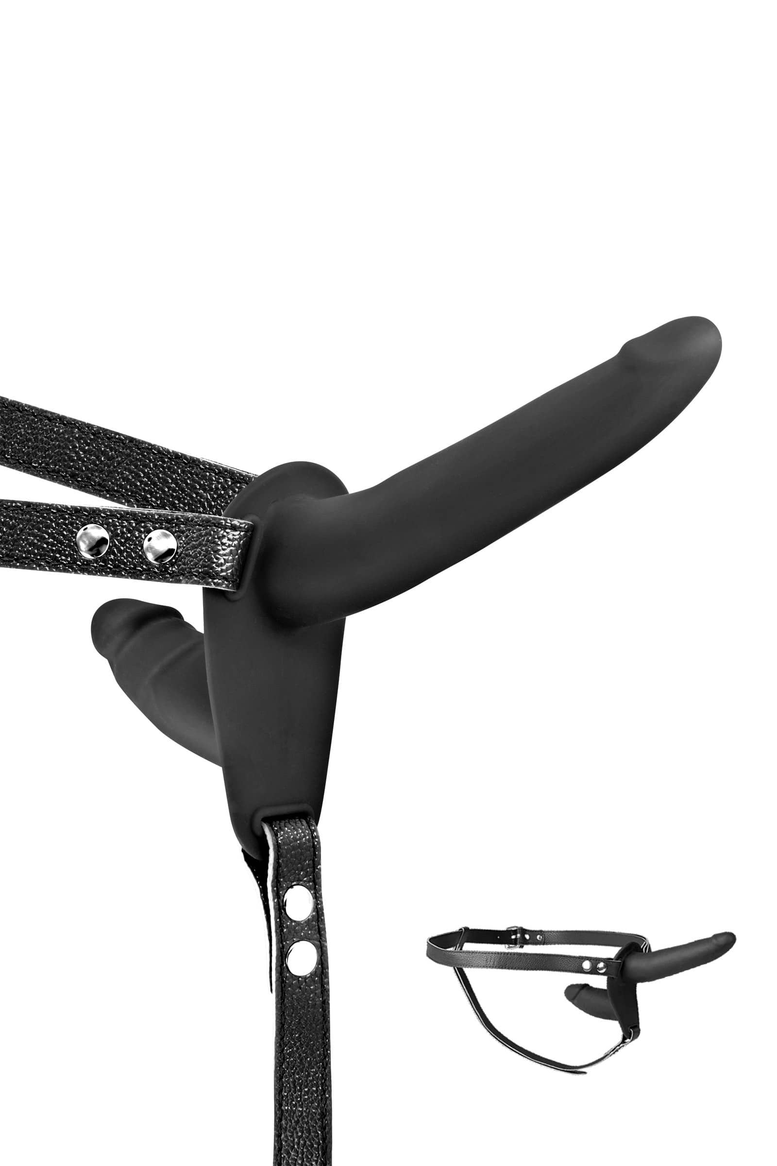 Gode ceinture double strap-on black — Fetish Tentation